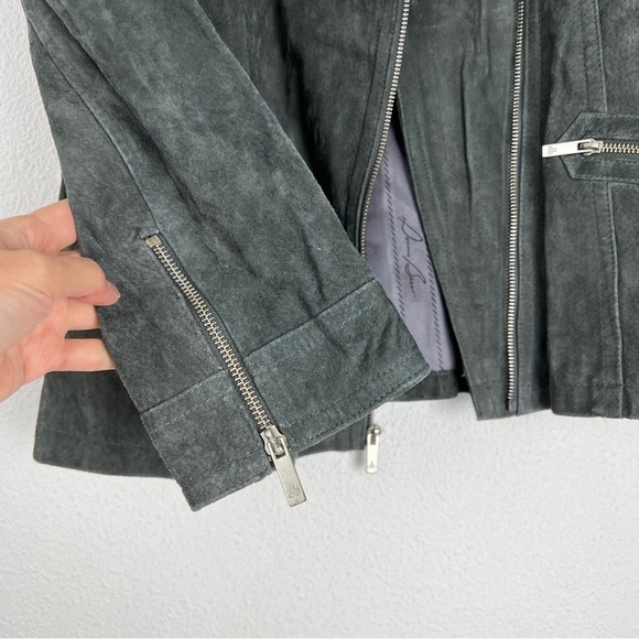 NEW 100% Genuine Suede Leather Dennis Basso Washable Leather Moto Jacket Small - Picture 5 of 11